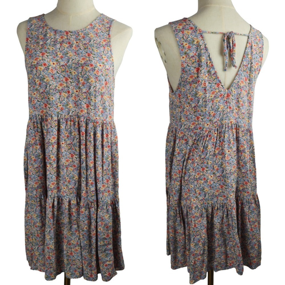 American Eagle Babydoll Sleeveless Floral Dress S Blue